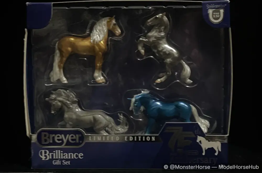 Brilliance Gift Set - Silver Pinto Lipizzaner, Fireheart, Horatio, and Standing Fresian