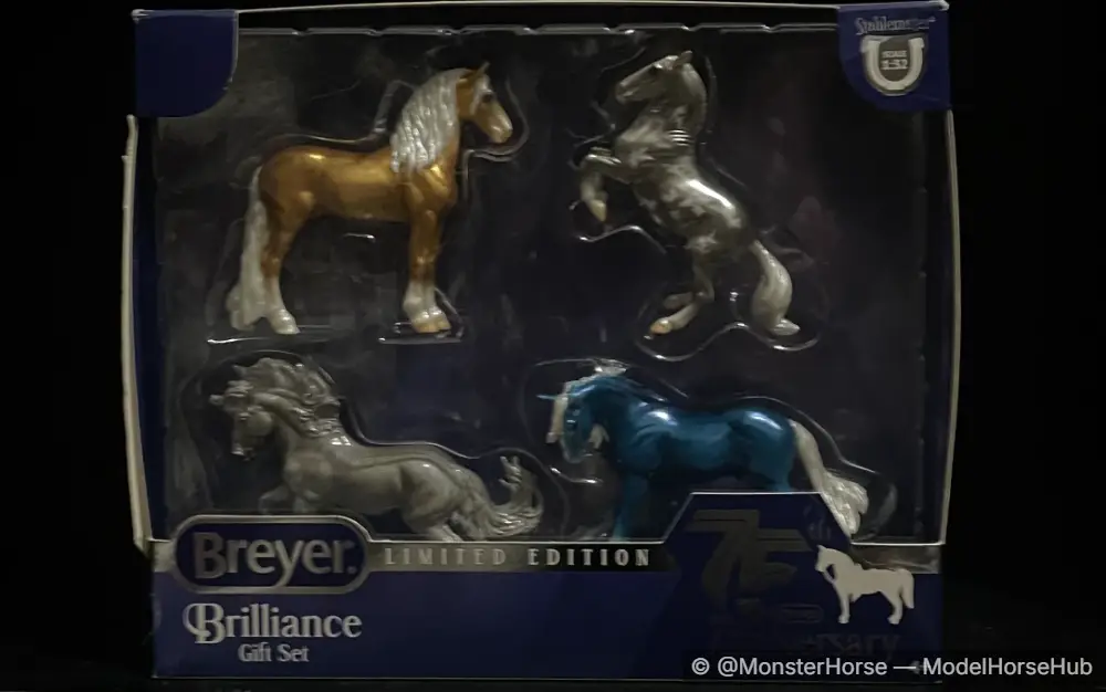 Brilliance Gift Set - Silver Holographic Fireheart, with Horatio, Lipizzaner, and Standing Fresian